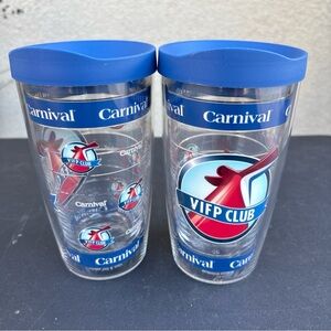Carnival Cruise Ship VIFP TERVIS Tumbler Travel Mug 16 oz. SET OF 2 NEW—READ